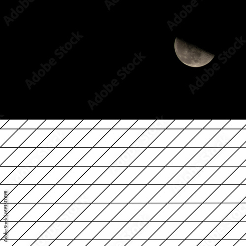 Half Moon Over Grid photo