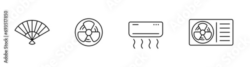 Fan ventilator icon set. Fan propeller. Conditioner icon collection