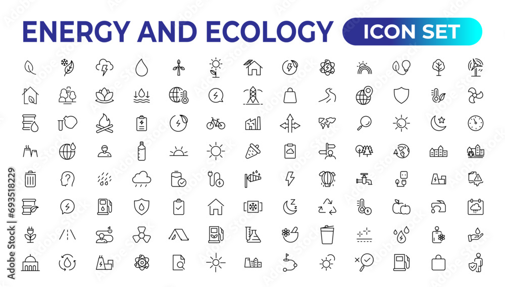 Energy and Ecology Line Editable Icons set. Vector illustration in modern thin line style of eco related icons: protection, planet care, natural recycling power. Pictograms and infographics. Energy and Ecology Line Editable Icons set. Vector illustration in modern thin line style of eco related icons: protection, planet care, natural recycling power. Pictograms and infographics.
