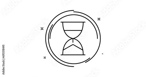hour glass animated outline icon with alpha channel. hour glass rotation appearance 4k video animation for web, mobile and ui design