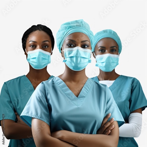 3 nurses wearing surgical masks