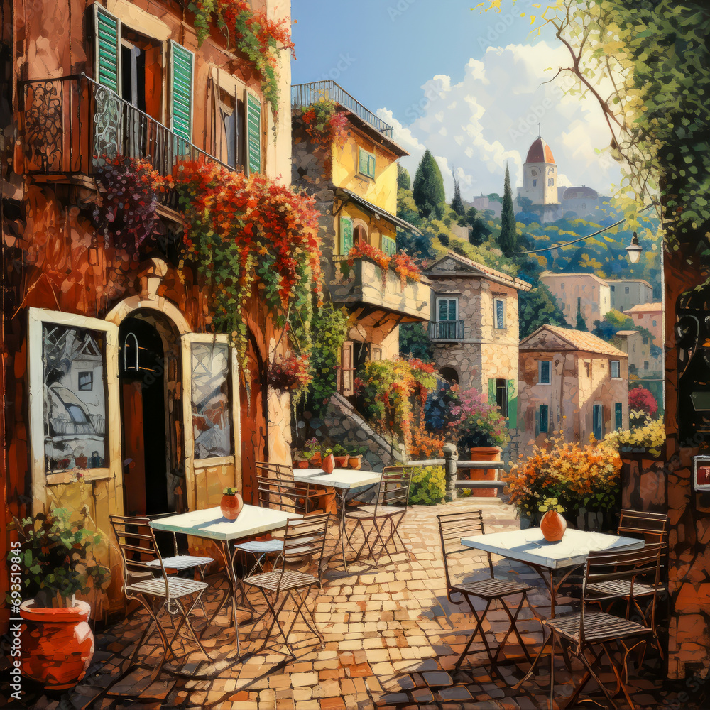 Quaint Hillside Café in Italy