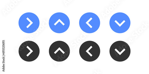 Left, right, up, down arrow button. Navigation direction icon. Next, back icon. Computer type. Circle interface. Vector illustration.