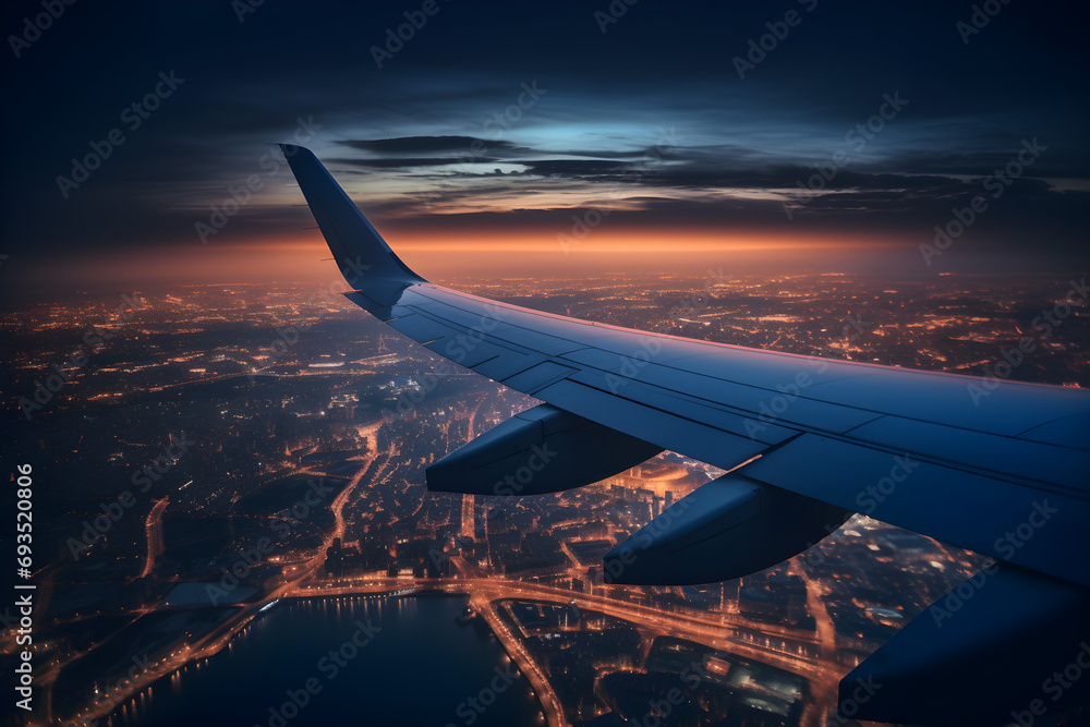 City Lights from Above: A Nighttime Aerial View from the Plane City Lights from Above: A Nighttime Aerial View from the Plane