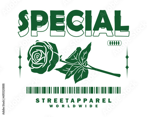 Rose vector illustration With slogan artwork, retro and trendy graphic design for fashion wear, street wear, clothing line, apparel and urban style t shirt design, hoodies, etc.