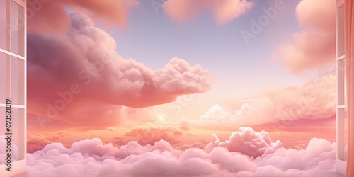A texture inspired by the soft sjy at sunset, withc soft clouds, with interactive artificial light, with soft textures like cloth, with pink and yellow color, realisti photo