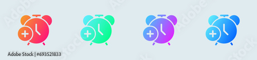 Add alarm solid icon in gradient colors. Timer signs vector illustration.