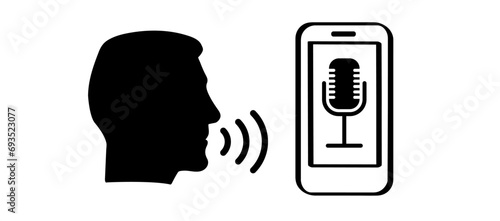 microphone sound are transferring to cell phone, voice recording chart. Record. microphone, recording to mobile phone. Podcast sound wave social message. Audio sound wave. Rec icon