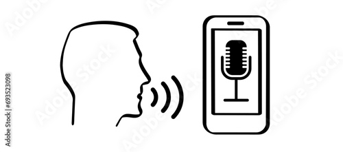 microphone sound are transferring to cell phone, voice recording chart. Record. microphone, recording to mobile phone. Podcast soundwave social message. Audio sound wave. Rec icon
