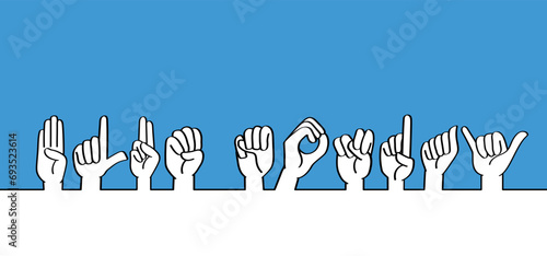Blue monday, deaf sign language. blue monday concept, the most depressing day of the year The day commit suicide and depression motivation, third monday January. Deafness cartoon. Gestures hand.