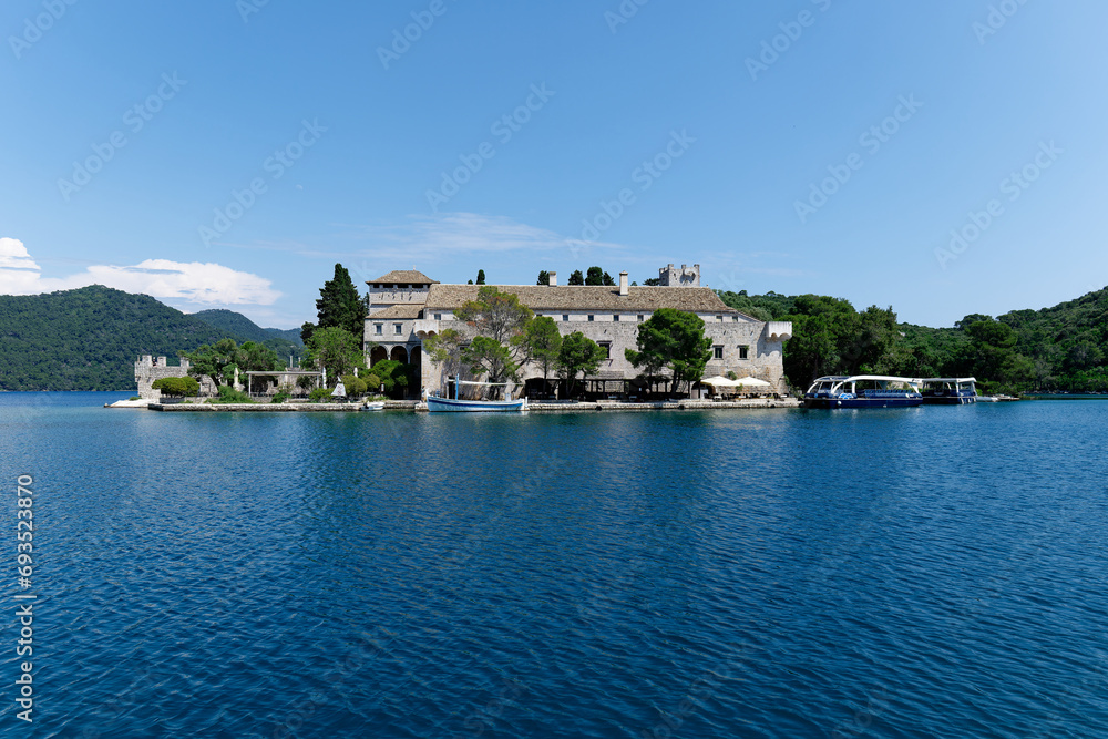 Islet Holy Mary in the Mljet National Park, Croatia. The Church and Benedictine Monastery on St. Mary’s island on Mljet are among the oldest church complexes in the Adriatic.