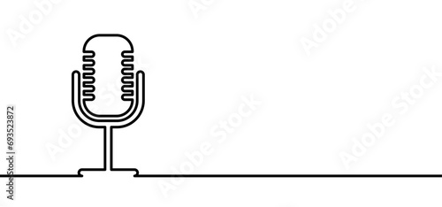 Microphone. Vector mikes line pattern. Podcast, voice icon. Record. Microphone recording, studio symbol. Retro microphone logo. Wireless microphone. Music mic sign. flat design. Sound wave