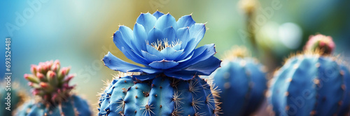 Extraordinarily beautiful flowering cacti, on a blurred background, close-up, macro shooting, background image. Generative AI
