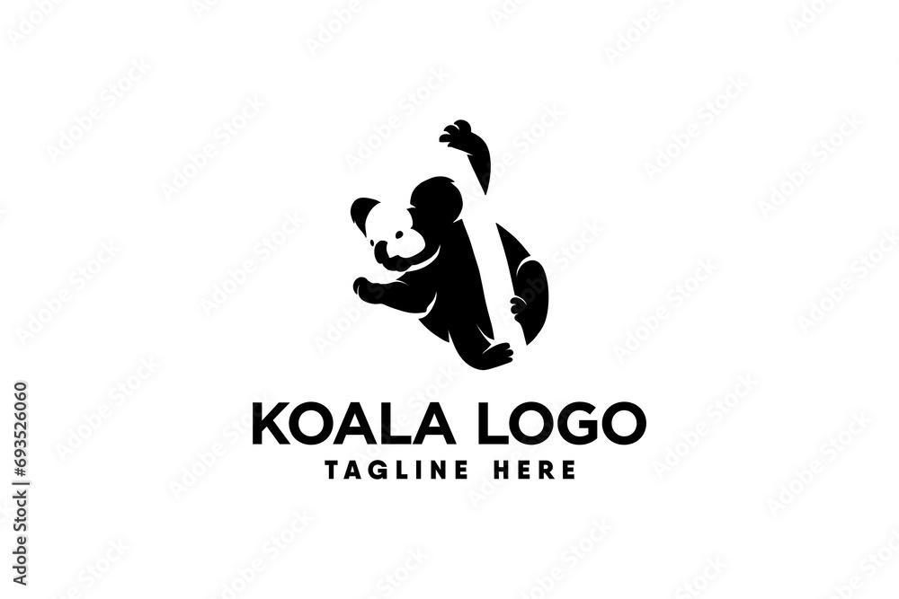 Koala logo vector with modern and clean silhouette style Koala logo vector with modern and clean silhouette style
