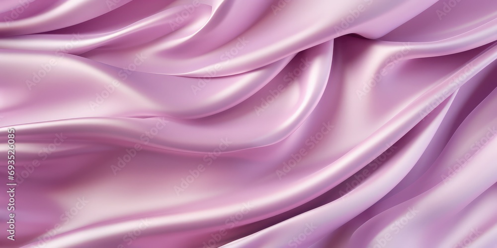 Fototapeta premium Gentle and lustrous backdrop of swirling, wavy patterns on soft, shiny satin silk material - an abstract textile fabric texture suitable for showcasing products or adding text elements