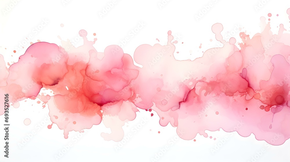 Light Pink Watercolor Blobs on White Background. Artistic Presentation Background