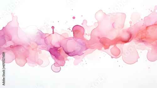 Light Pink Watercolor Blobs on White Background. Artistic Presentation Background