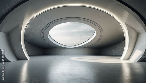 empty unfurnished futuristic round shape interior design room photo