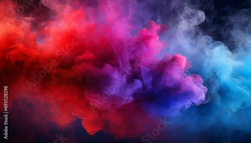 dramatic smoke and fog in contrasting vivid red blue and purple colors vivid and intense abstract background or wallpaper © Debbie