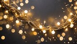 dark background with sparkling gold holiday garland magic dust gold abstract glitter blinking sparks generative ai content