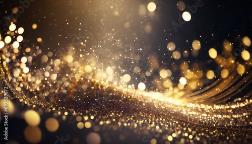 glitter defocused abstract twinkly lights with golden dust and shine bright futuristic luxury for christmas and party backdrop ai generative © Debbie