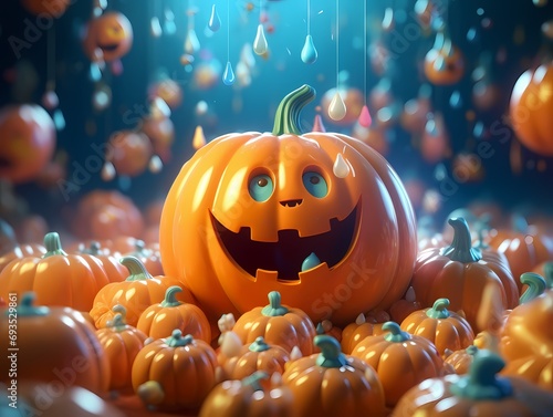 Halloween pumpkin placed on a background with a black background generated ai 