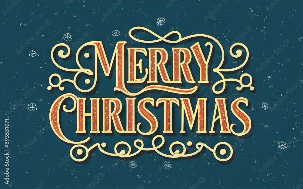 Merry Christmas card with letterig for winter holidays