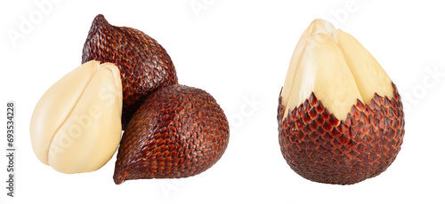Salak snake fruit isolated on white background with full depth of field