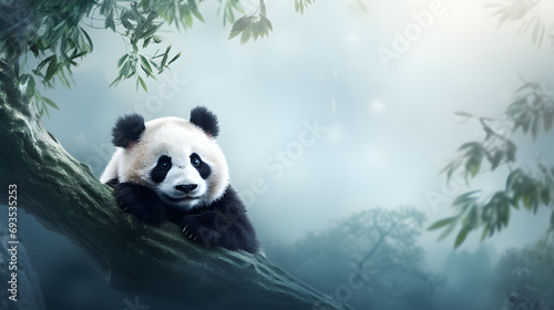 Panda Background Image, a Whimsical Display of Black and White Charm.
