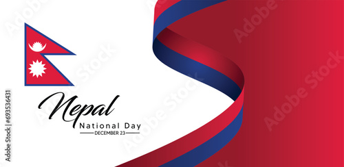 Nepal National Day 23 December flag ribbon abstract background vector poster