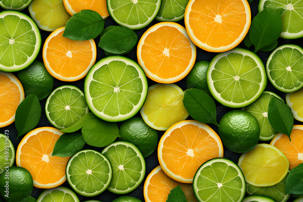 Green and Yellow Fruit Pattern, A Fresh and Zesty Visual Feast