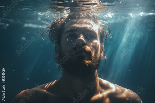 Photographie CloseUp | Mann taucht Unterwasser