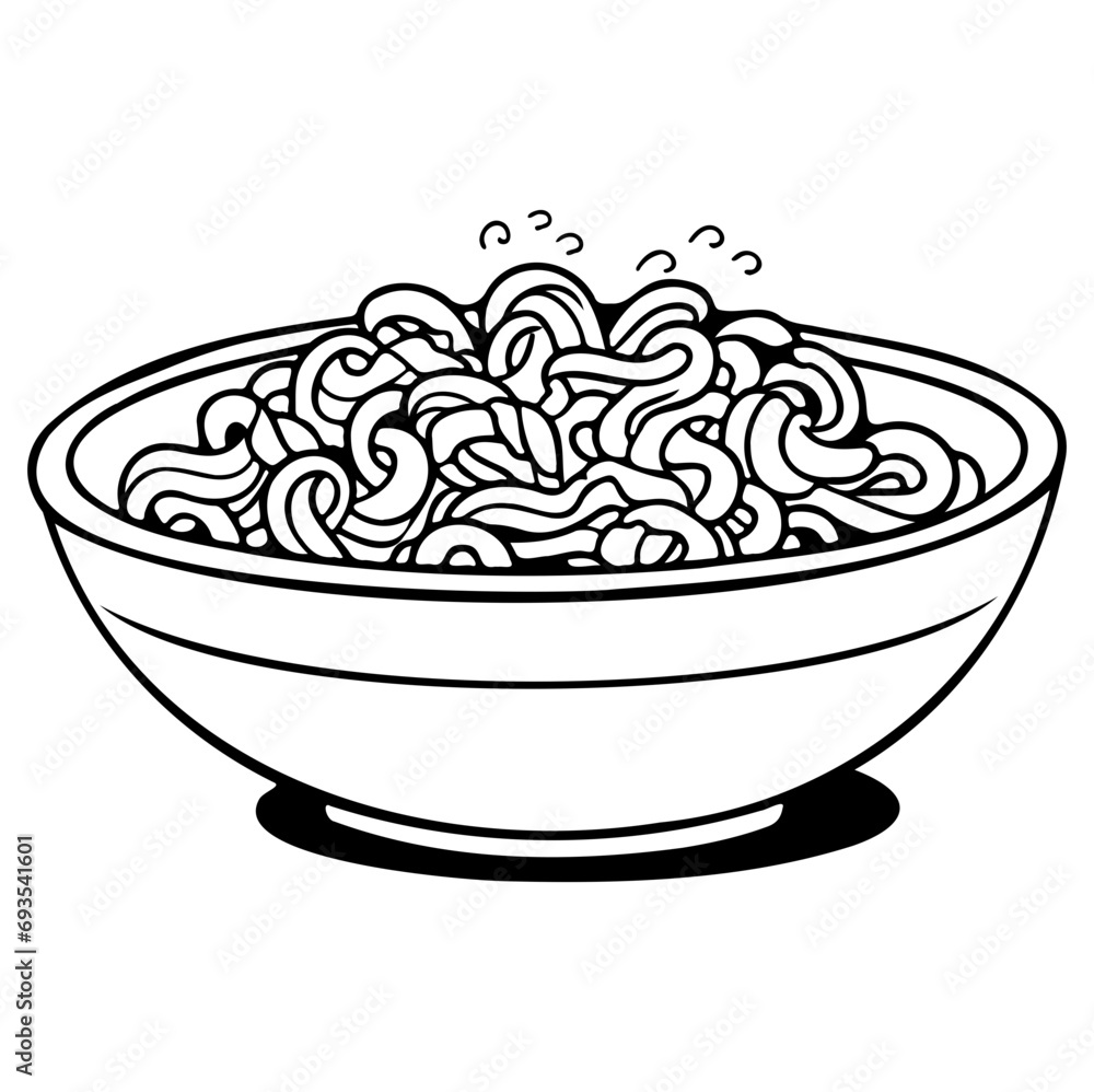 Noodle in a bowl Vector illustration, Generative AI. Noodle in a bowl Vector illustration, Generative AI.
