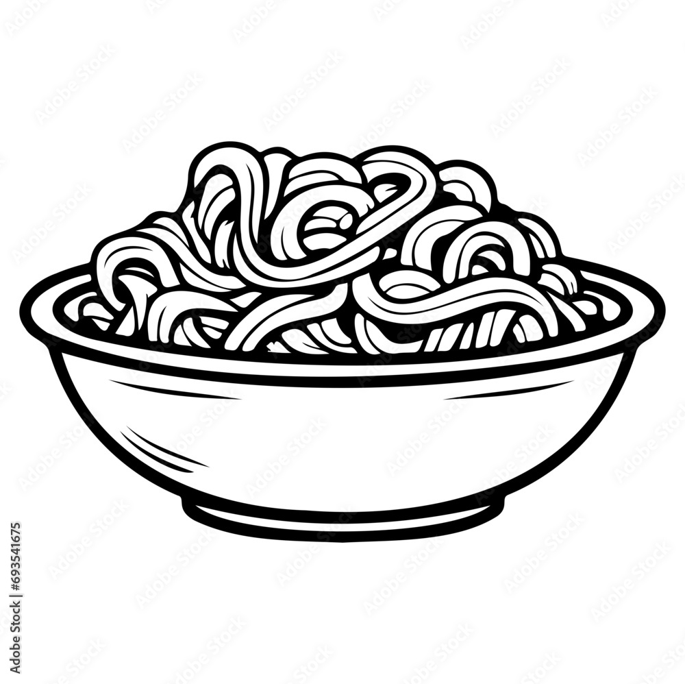 Noodle in a bowl Vector illustration, Generative AI.