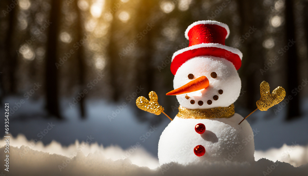 snowman on christmas background with empty place for your text	
