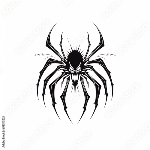 Intricate Death Metal Style Logo with Spider Design and Sharp Elements
