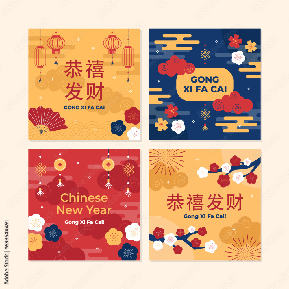 Chinese New Year Social Media Post and Feeds Collection Set