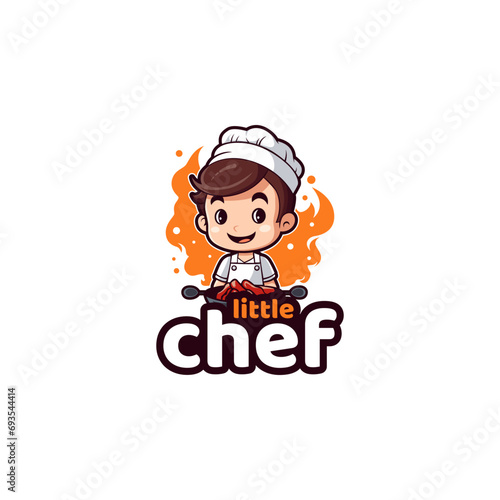 chef logo on white background. Vector illustration for tshirt, website, print, clip art and poster