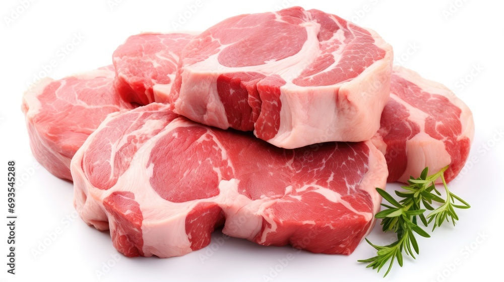 Fresh raw pork isolated on white background