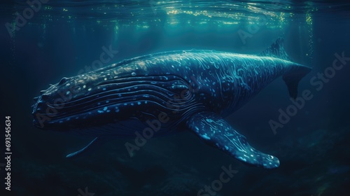 Illustration of a whale on the surface of the sea