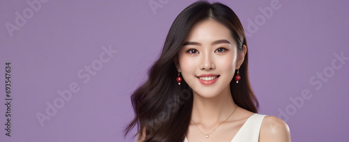 Beautiful Chinese good woman nice fashion half body eye contact