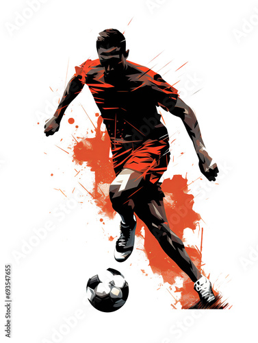 Soccer player in action, sketch for your design
