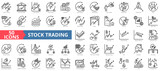 Stock trading icon collection set. Containing exchange,stock market,shareholder,investor,broker,stock trader,capital icon. Simple line vector illustration.