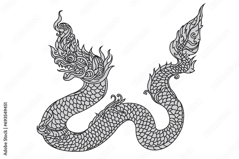 Traditional Thai line tattoo on white background. Traditional Thai line tattoo on white background.