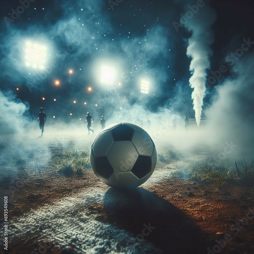 soccer ball in the night, generated by AI. © Anas Mubeen
