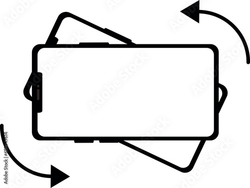 Rotate your smartphone mobile phone black and white icon. 