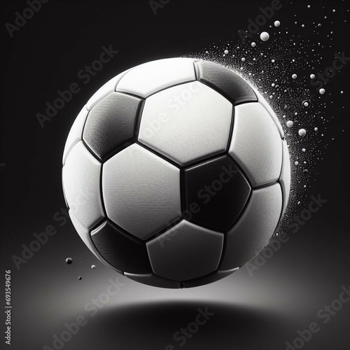 soccer ball on black background, generated by AI.