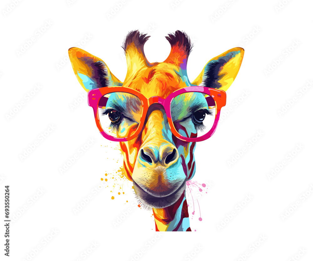 Funny poster. Portrait of a Giraffe. Vector illustration design.