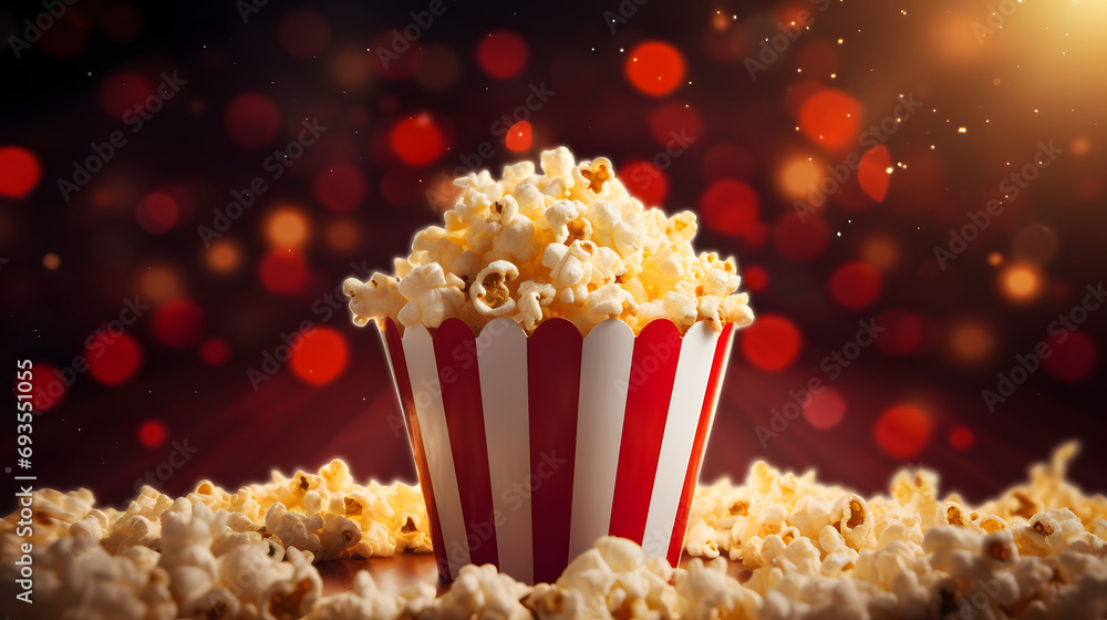 Popcorn Machine with Cinema Lights as a Fun Background Image.