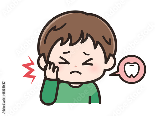 歯が痛いの男の子の顔